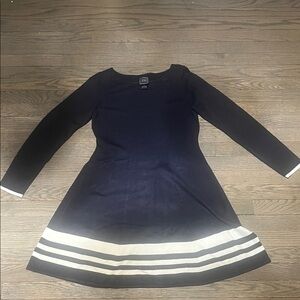 JHaus Navy and White Midi Dress